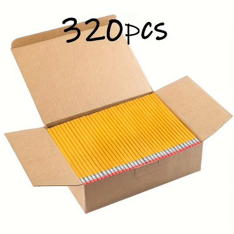 320 Count, Wood-Cased #2 HB Pencils Pre-Sharpened Yellow with Eraser, Bulk Pack for Office, Home, Back to School